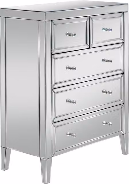 Birlea Valencia 3 2 Chest of Drawers with Mirrored Top in Silver and White
