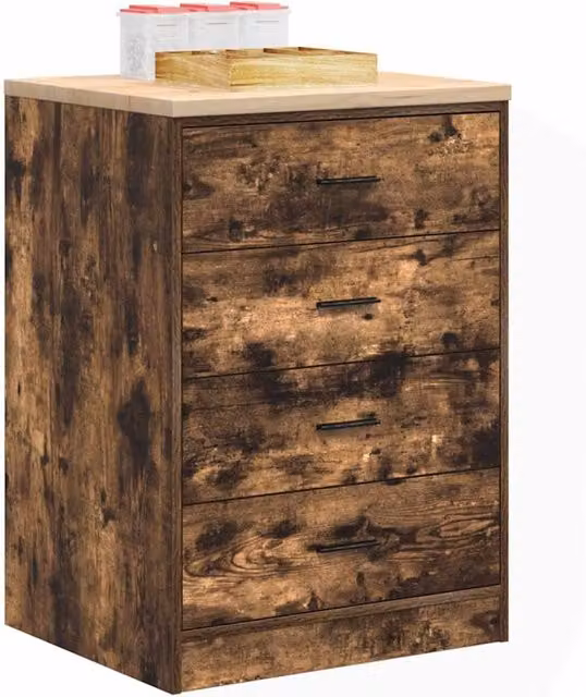 Berkfield Home Garage Storage Cabinet in Smoked Oak Brown, Solid Wood Pine, W/D/H: 60 x 51 x 85 cm – 1