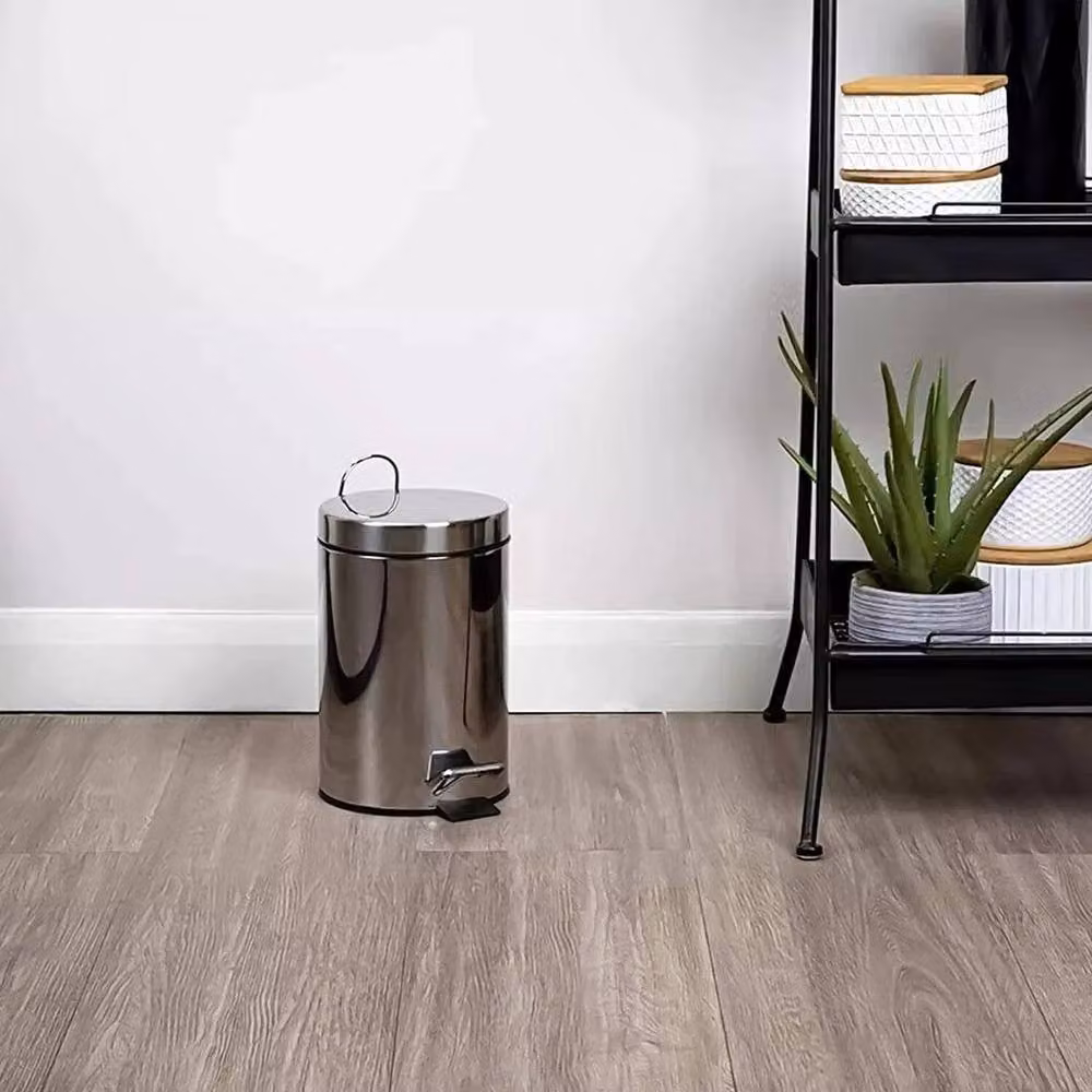Kelvenix 5 Litre Stainless Steel Pedal Kitchen Waste Bin in Silver with Soft Close and Fingerprint Proof Finish – 3