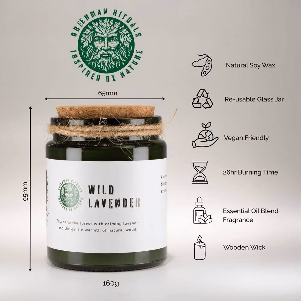 Serenityy Wild Lavender Floral Soy Candle in Green Glass, 50 g – 4