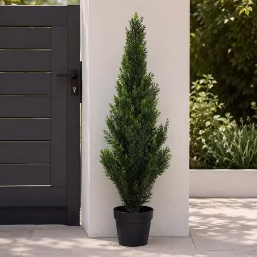 Botanik Realistic Artificial Green Topiary Tree in Metal Pot, H 90 cm x W 25 cm x D 25 cm – 2