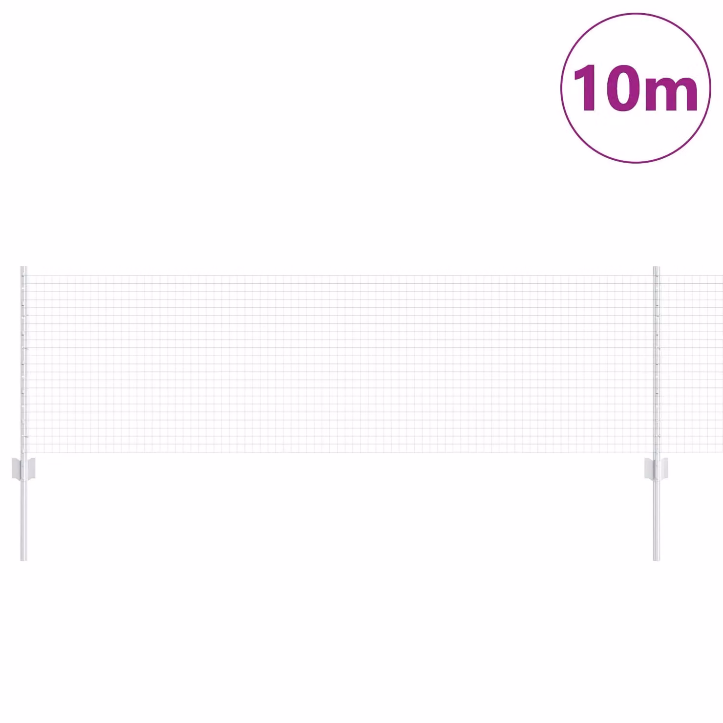 Berkfield Home Silver Galvanised Steel Welded Wire Fence with 5 U-Profile Posts, W: 10 m, H: 0.6 m – 1