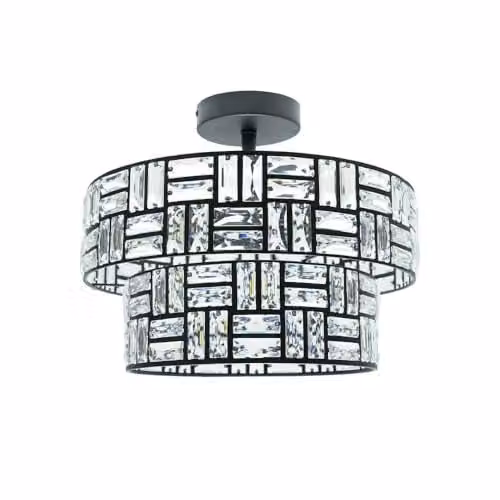 ValueLights Elise Two Tier Acrylic Jewel Ceiling Light in Black and Transparent