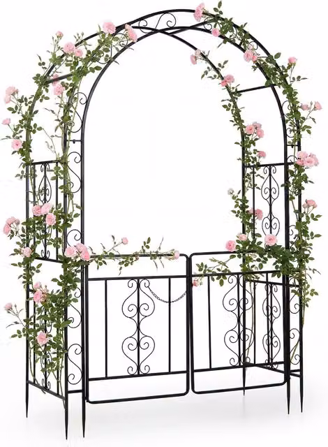 COSTWAY Black Metal Garden Arch Climbing Frame for Weddings and Ornamental Gardens