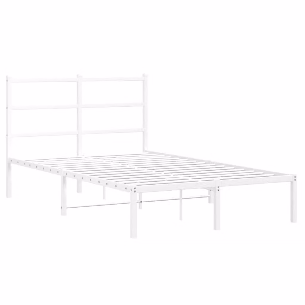 Berkfield Home Metal Bed Frame with Headboard, White, W/D/H: 120 x 200 cm – 2