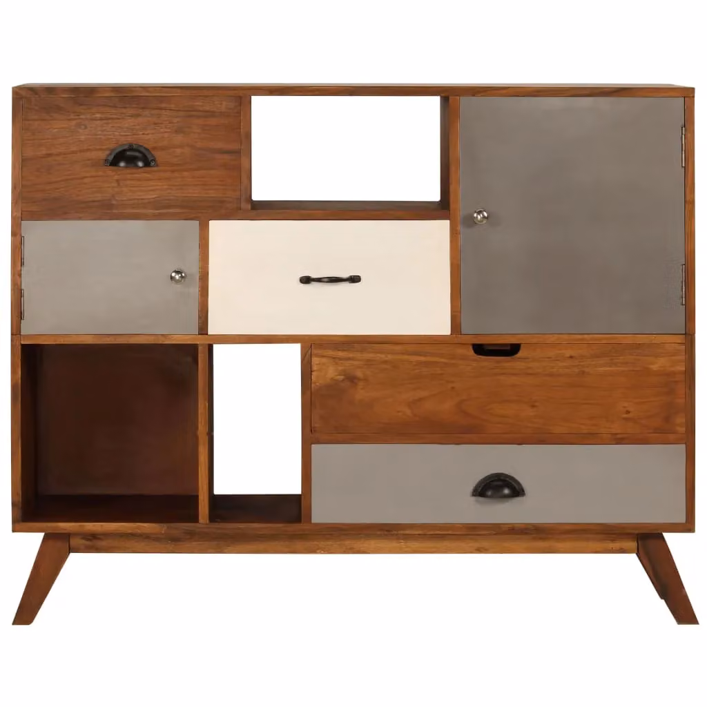 Berkfield Home Retro Sideboard in Brown Multicolour Solid Acacia Wood, W/D/H: 115 x 35 x 86 cm – 2