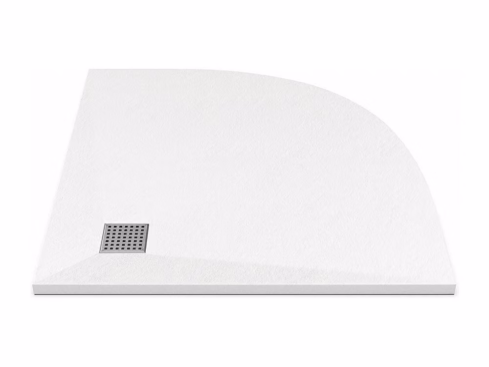 Vente-unique SYFORSA Ultra-Slim Trimmable Quadrant SMC Resin Shower Tray in White, W/D: 90 x 90 cm – 2