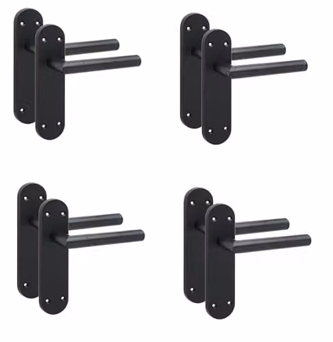 Golden Grace Victorian Mitred Long Backplate Interior Door Handle Set, Matt Black, 4 Pairs