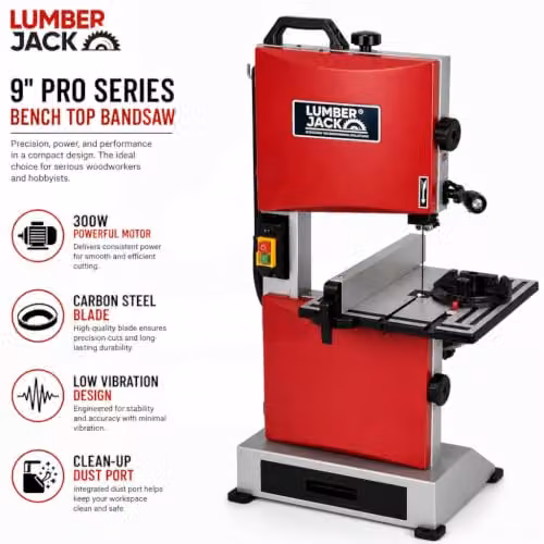 Lumberjack 9 Inch Mini Benchtop Bandsaw, 300W, Red – 4
