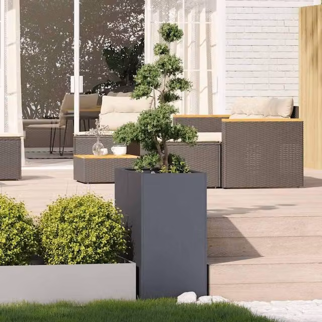 Berkfield Home Steel Planter Tub in Anthracite, W/D/H: 40 x 80 x 80 cm – 1