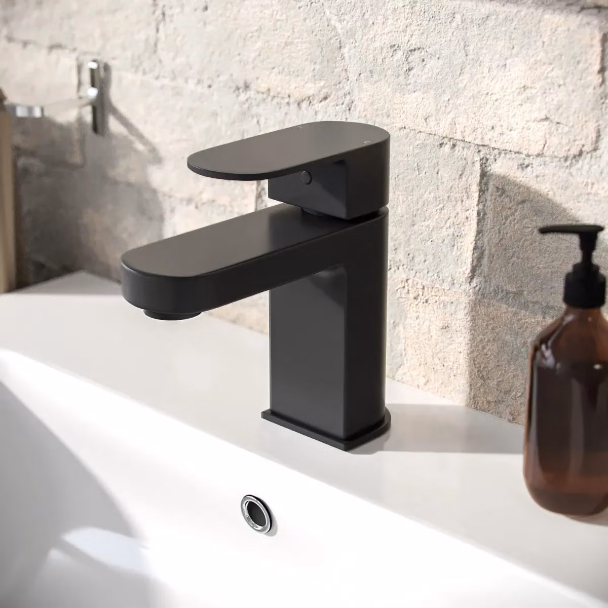 Nes Home Matt Black Basin Mixer, Bath Shower Mixer with Handset and Pop-up Waste Set – 3