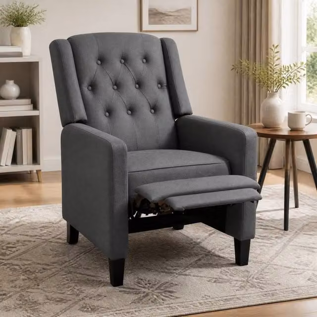 STILVORA Grey Recliner Armchair with Integrated Footrest and Armrests – 1