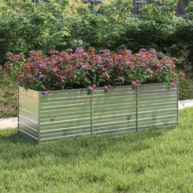 Berkfield Home Garden Galvanised Steel Raised Bed in Silver, W: 80 cm, D: 240 cm, H: 77 cm – 1