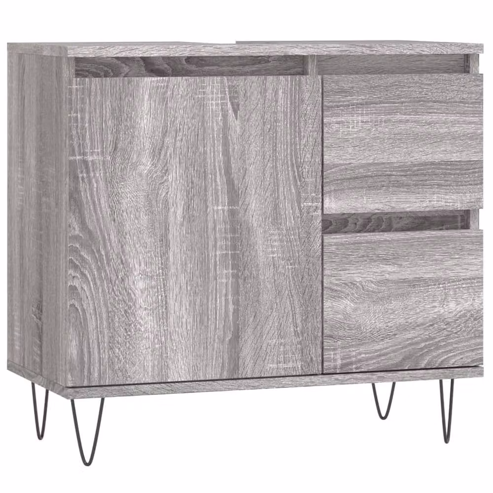 Berkfield Home 3 Piece Modern Grey Sonoma Bathroom Furniture Set – 2