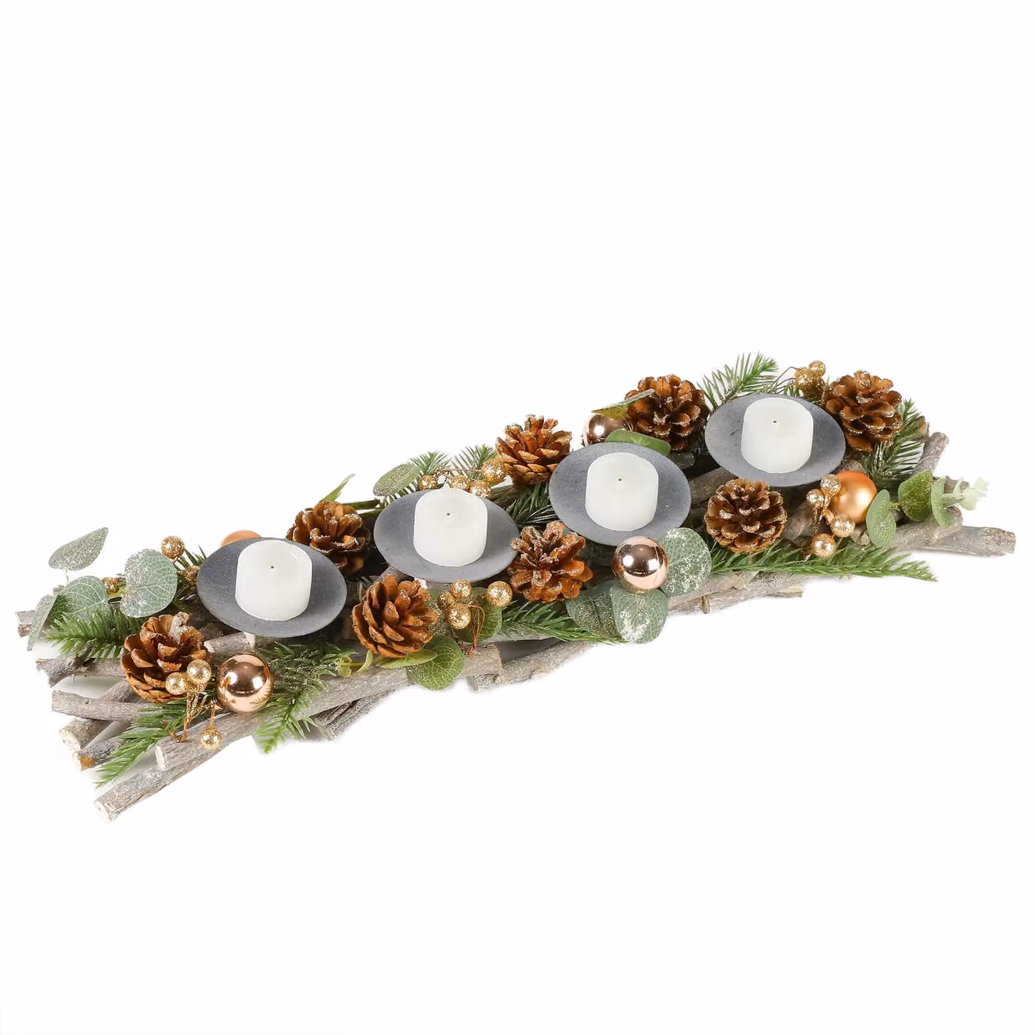 Dibor Rose Gold Sparkle Christmas Table Decoration Candle Holder Centrepiece, 51cm, Gold – 2