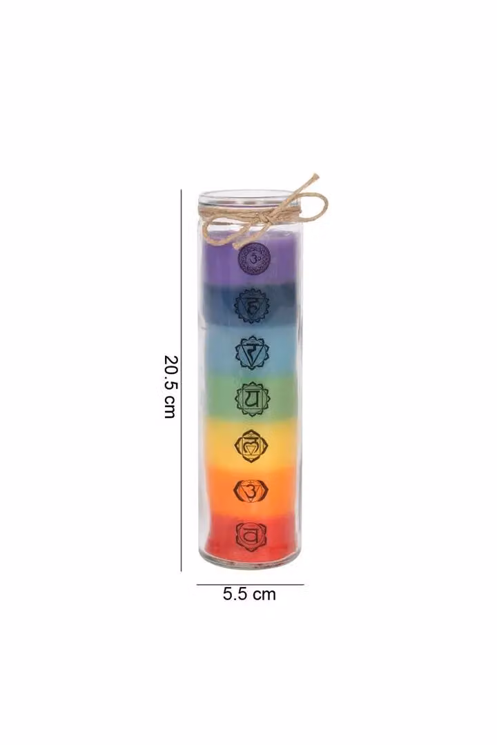 KDMD Tall Chakra Pillar Candle in Yellow and Multicolour – 2