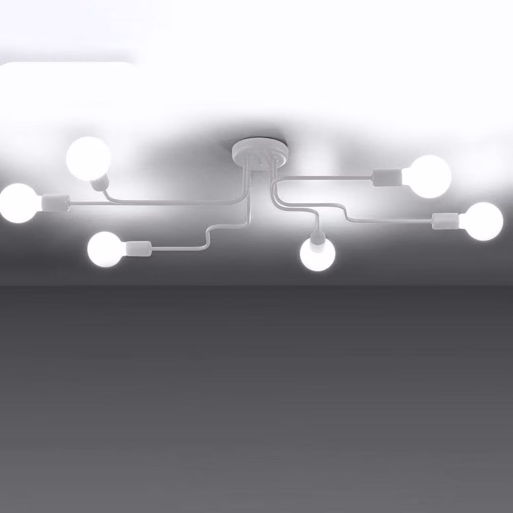 Sollux Lighting Industrial White Metal Ceiling Lamp with 6 Globe Lights, W/D/H: 80 x 15.5 x 64 cm – 2