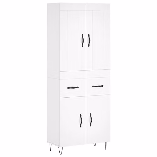 vidaXL Modern White Highboard with Hinged Doors and Internal Shelves, W/D/H: 69.5 x 34 x 180 cm – 1
