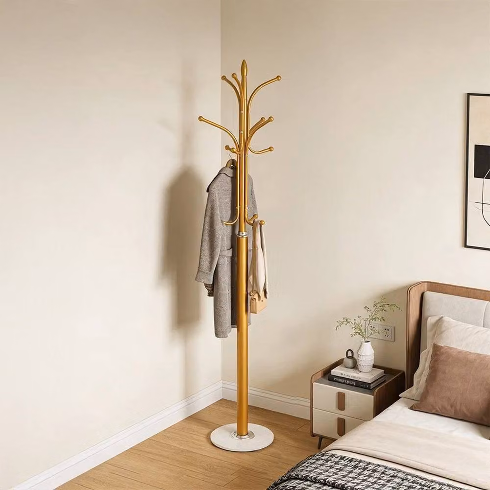 FORGEVIO Gold 12-Hook Modern Coat Stand with Umbrella Holder, Width: 50 cm – 2