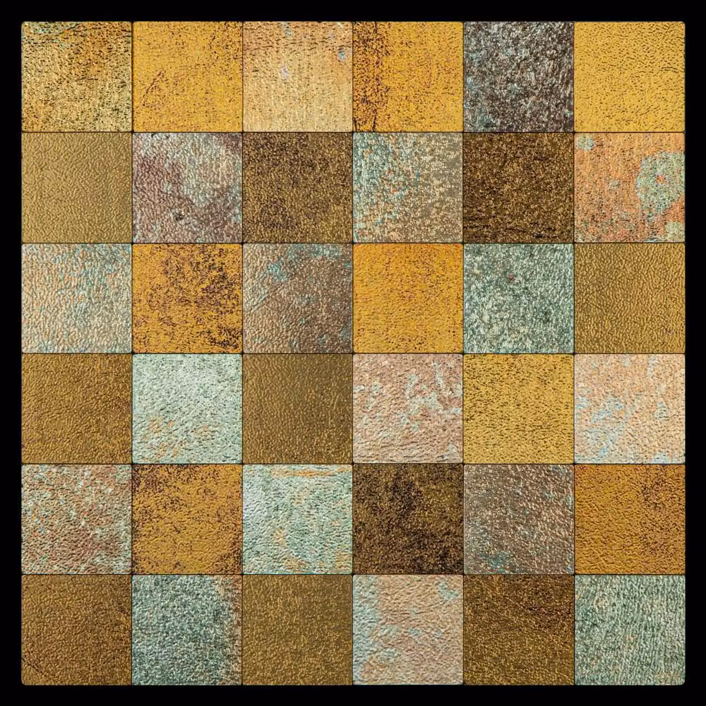 ENER-J Britwall Square Aluminium Mosaic Wall Tile, Multi Bronze, Pack of 4, W/D/H: 30.5 x 30.5 x 0.37 cm – 2