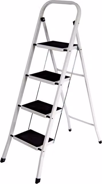 MantraRaj Foldable Steel Step Ladder in White, Height: 127 cm