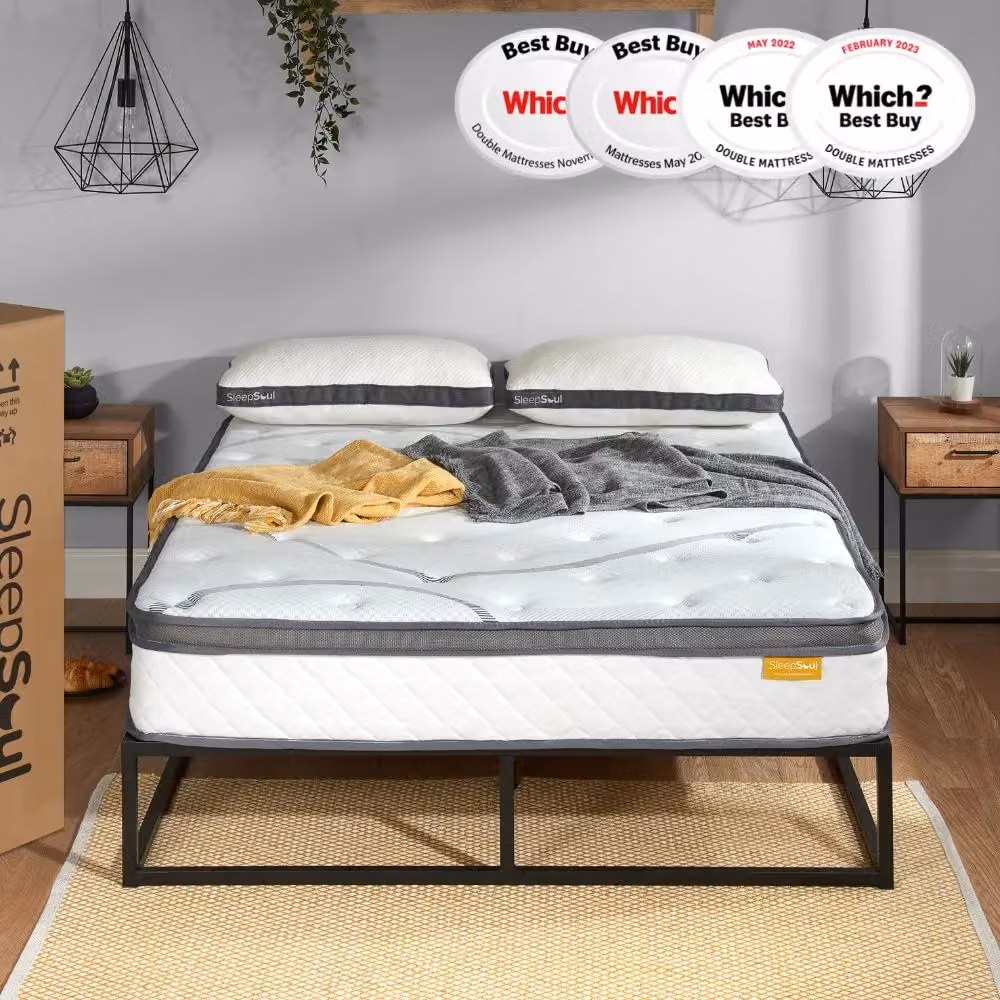 SleepSoul Heaven Hybrid Mattress in White, W/D/H: 200 x 150 x 25 cm – 3