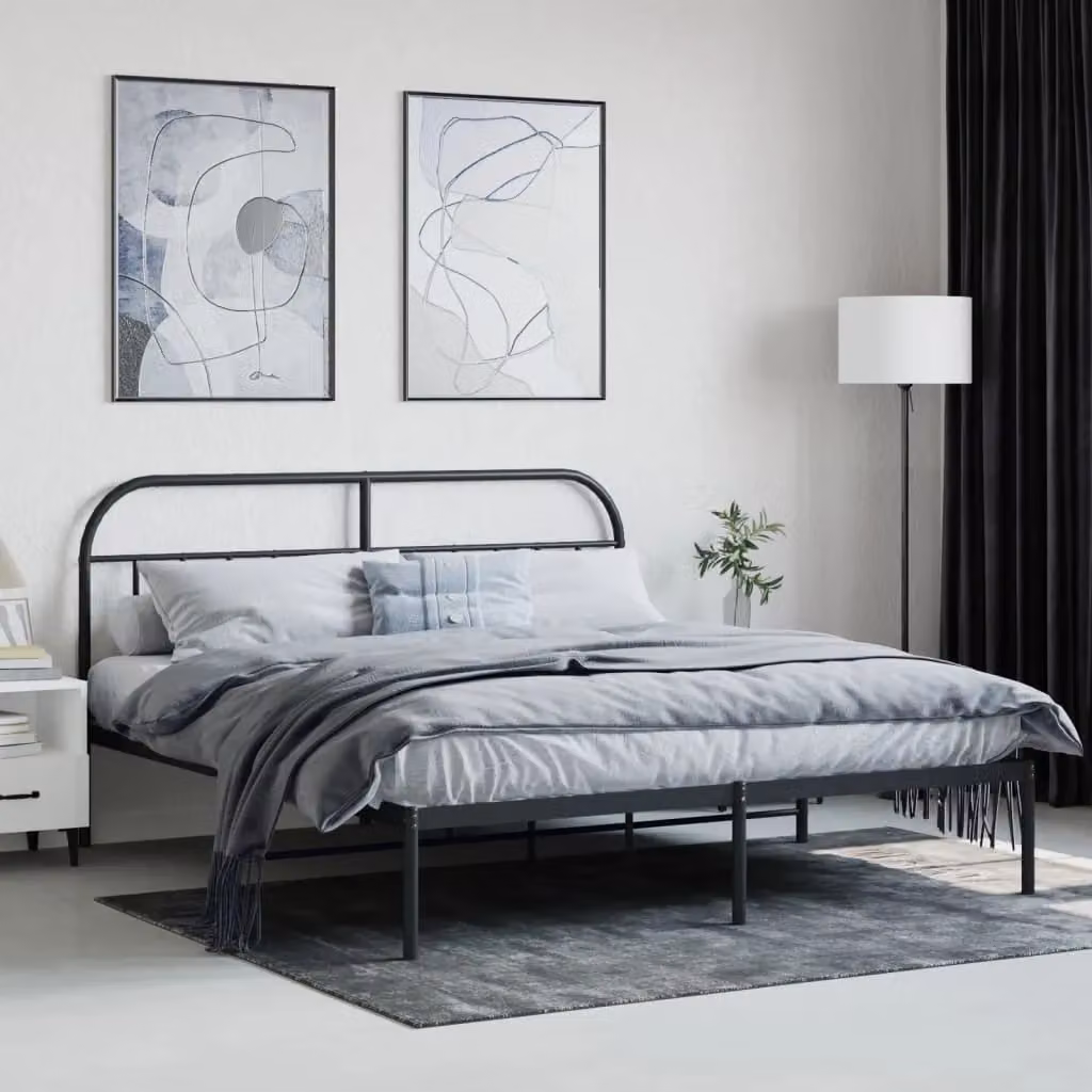 Berkfield Home Metal Bed Frame with Headboard in Black, W/D/H: 180 x 200 cm – 3