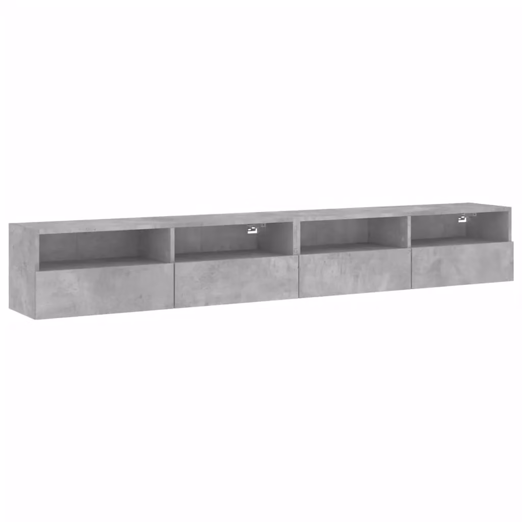 Berkfield Home Set of 2 Modern Wall Mounted TV Cabinets in Concrete Grey, W/D/H: 100 x 30 x 30 cm – 2