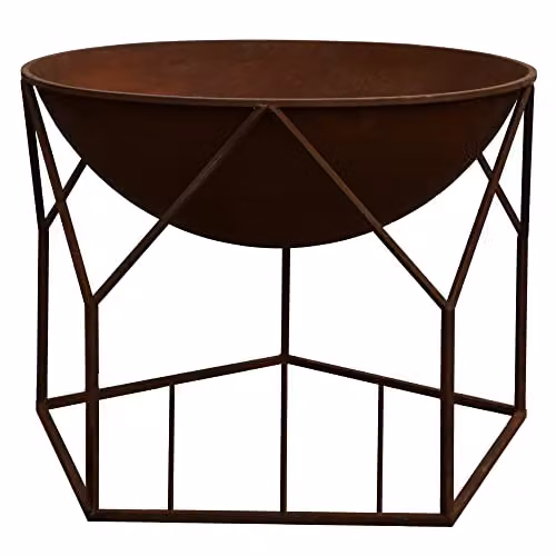 Ivyline Buckingham Firebowl with Geometric Stand in Rust, W70cm x H51cm