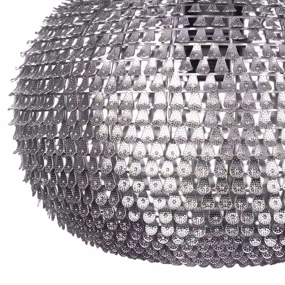 Wyld and Coco Silver and Copper Sphere Pendant Lamp with Height Adjustable Metal Design – 4
