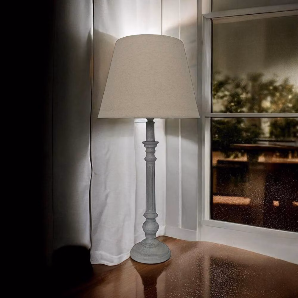 Minster Tabletop Lamp and Shade in Beige, W/D/H: 12 x 12 x 54 cm – 4