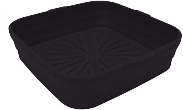 KDMD Reusable Nonstick Silicone Air Fryer Baking Basket Liner, Black, Square