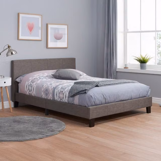 Birlea Berlin Modern Upholstered King Bed in Grey Velvet, W/D/H: 180 x 200 cm