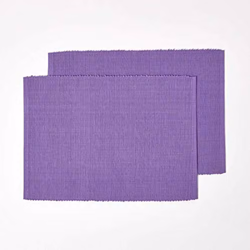 Homescapes Non-Slip Cotton Placemats, Set of 2, Purple, W: 50 cm, D: 33 cm