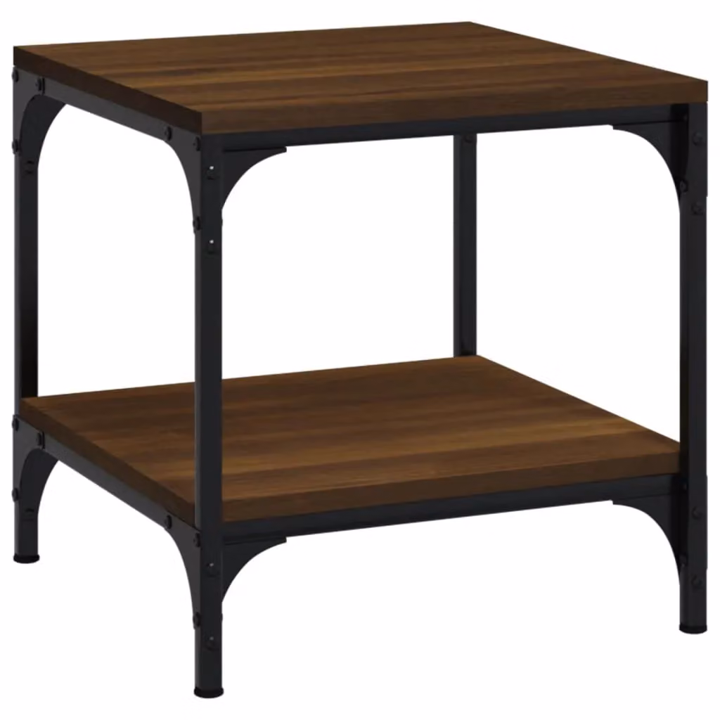 Berkfield Home Set of 2 Brown Oak Side Tables, W/D/H: 40 x 40 x 40 cm – 3