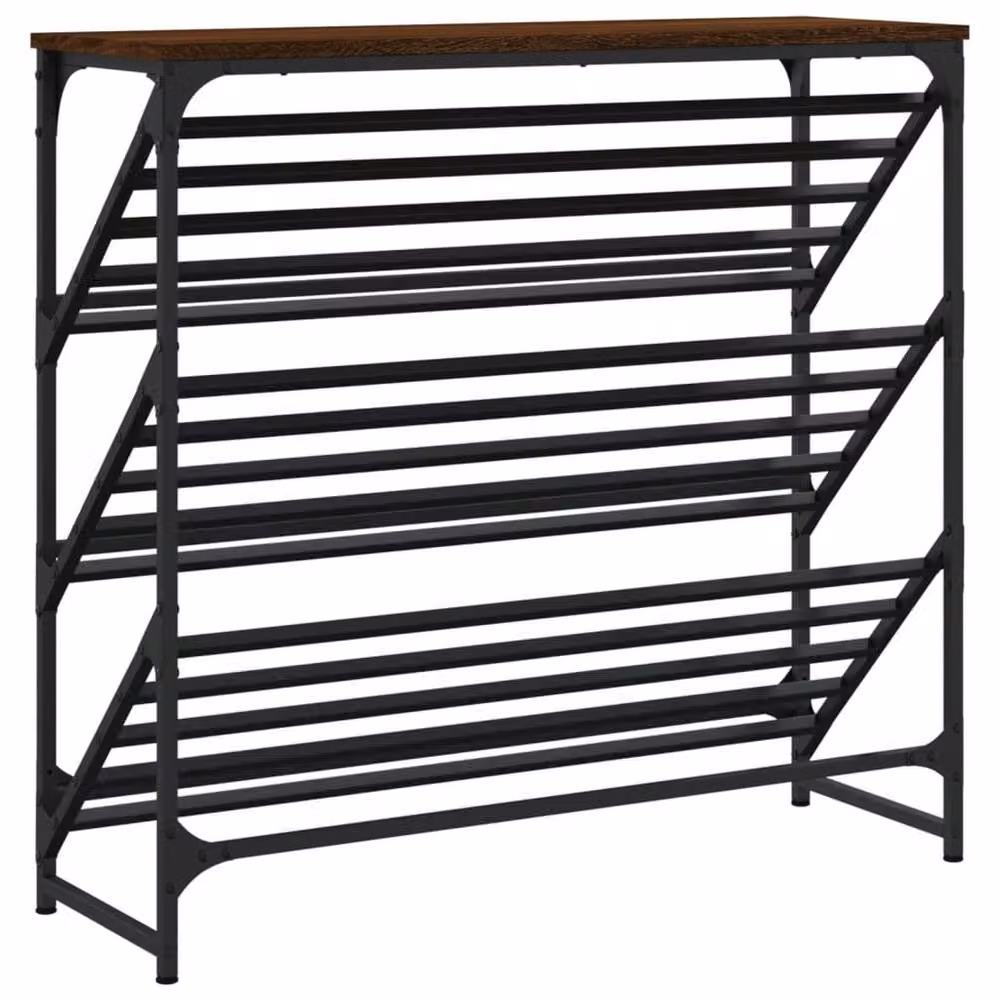 Berkfield Home Industrial Shoe Rack in Brown Oak, W/D/H: 90 x 30 x 85 cm – 6
