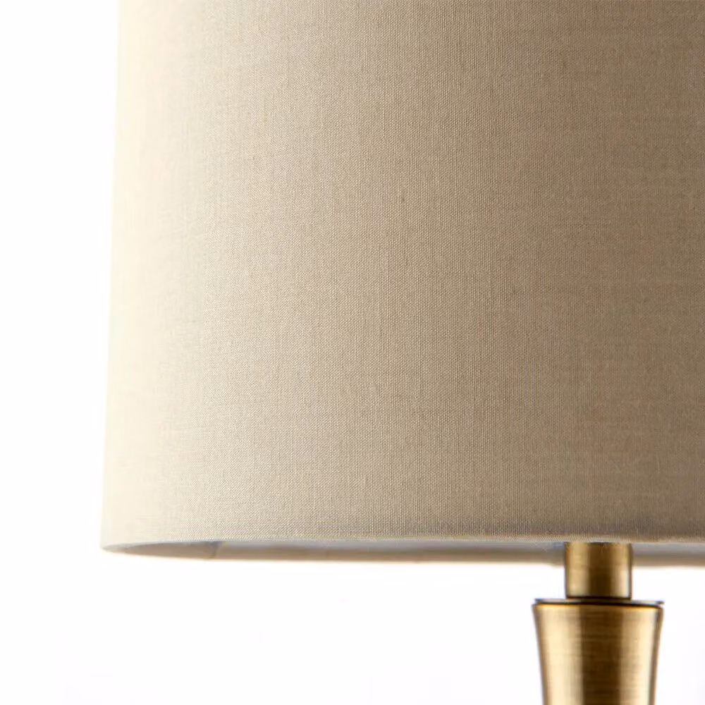 Loops 2 Pack Dimmable Touch Table Lamps in Brass and Taupe with Fabric Shades – 2