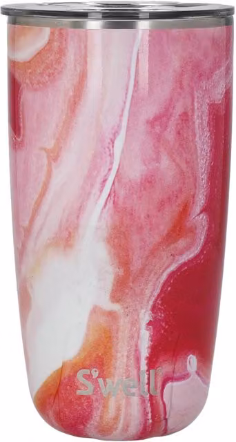 S'well Rose Agate Tumbler with Lid, 530ml, Pink and Multicolour Stainless Steel Travel Cup – 4