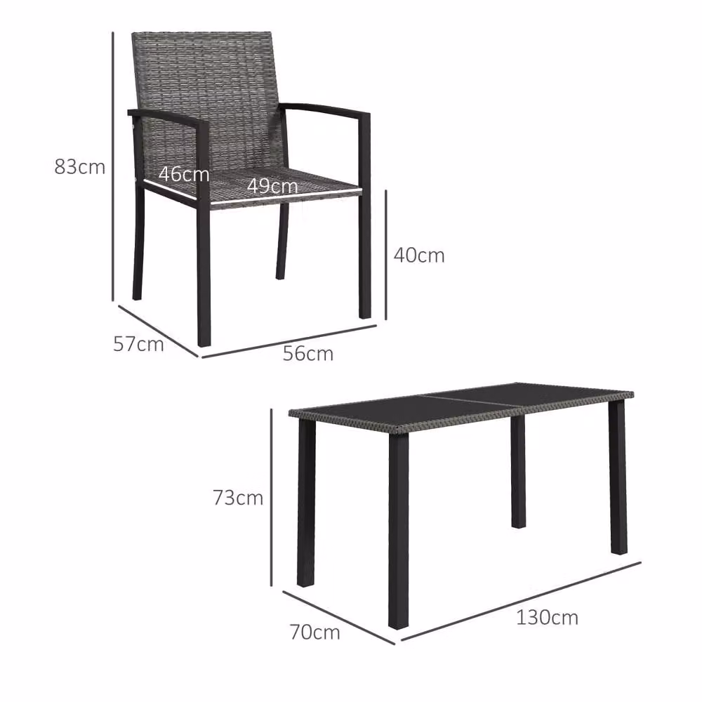 Wyld Haus Pakeri 4 Seater Rattan Outdoor Dining Set with Tempered Glass in Dark Grey – 4