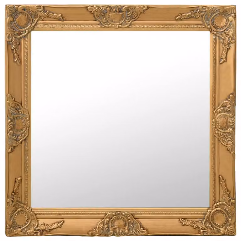 Berkfield Home Baroque Style Square Wall Mirror in Gold, W: 60 cm, H: 60 cm