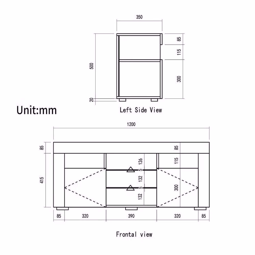 FLAVORA High Gloss TV Stand Entertainment Cabinet in Black, W/D/H: 120 x 50 x 35 cm – 3