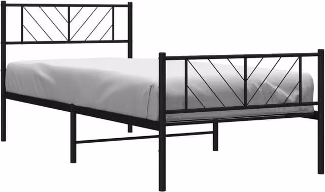 Berkfield Home Metal Bed Frame with Headboard and Footboard in Black, W/D/H: 100 x 200 cm – 1