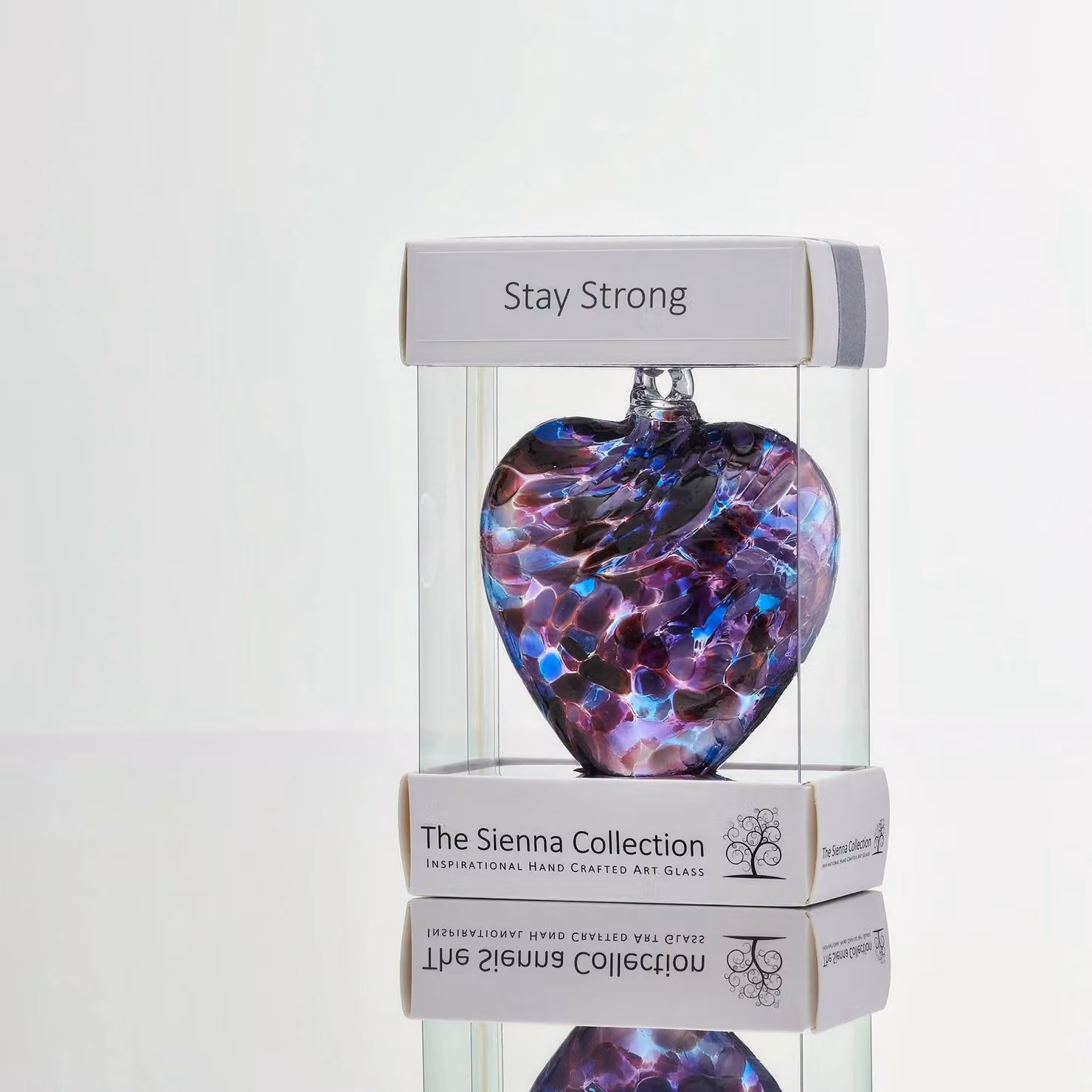 Sienna Glass Abstract Friendship Heart Hanging Glass Pendant in Purple and Blue, 8 cm – 3