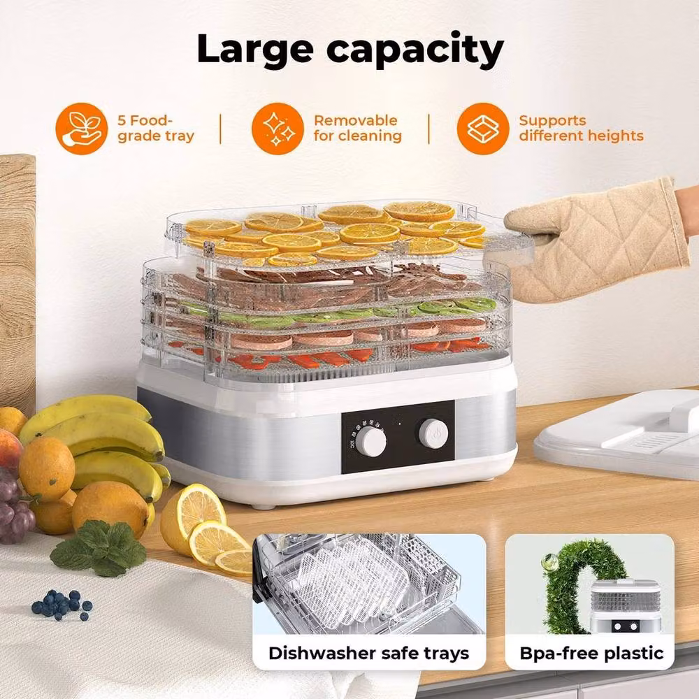 FLAVORA Spector 5 Tray Stainless Steel Food Dehydrator in White – 2