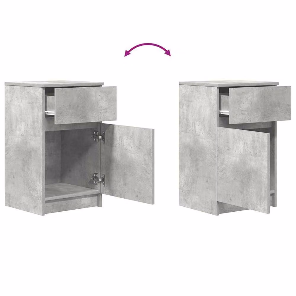 Berkfield Home Bedside Cabinet in Concrete Grey, W: 39 cm, D: 35 cm, H: 65 cm – 2