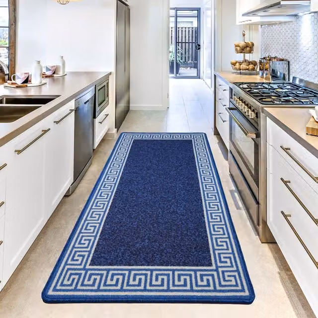 Smart Living Non-slip Striped Gel Door Mat in Blue, W: 50 cm, D: 80 cm