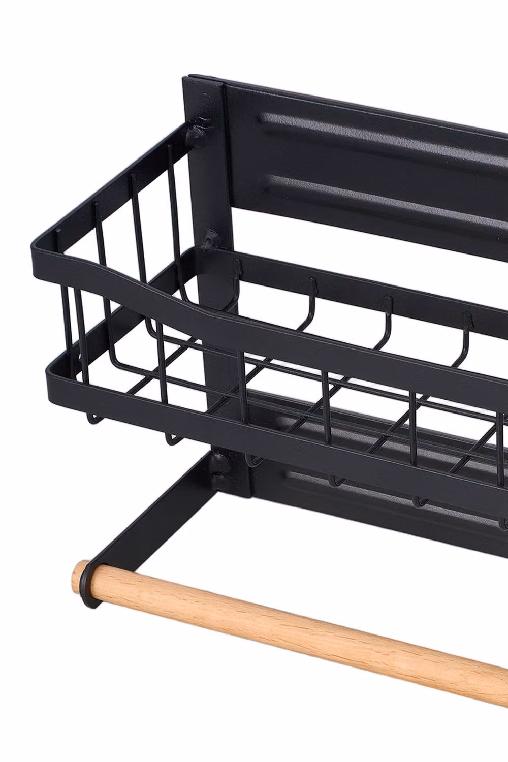 Living and Home Magnetic Fridge Storage Rack Organiser with Hooks and Roll Holder, Black – 4