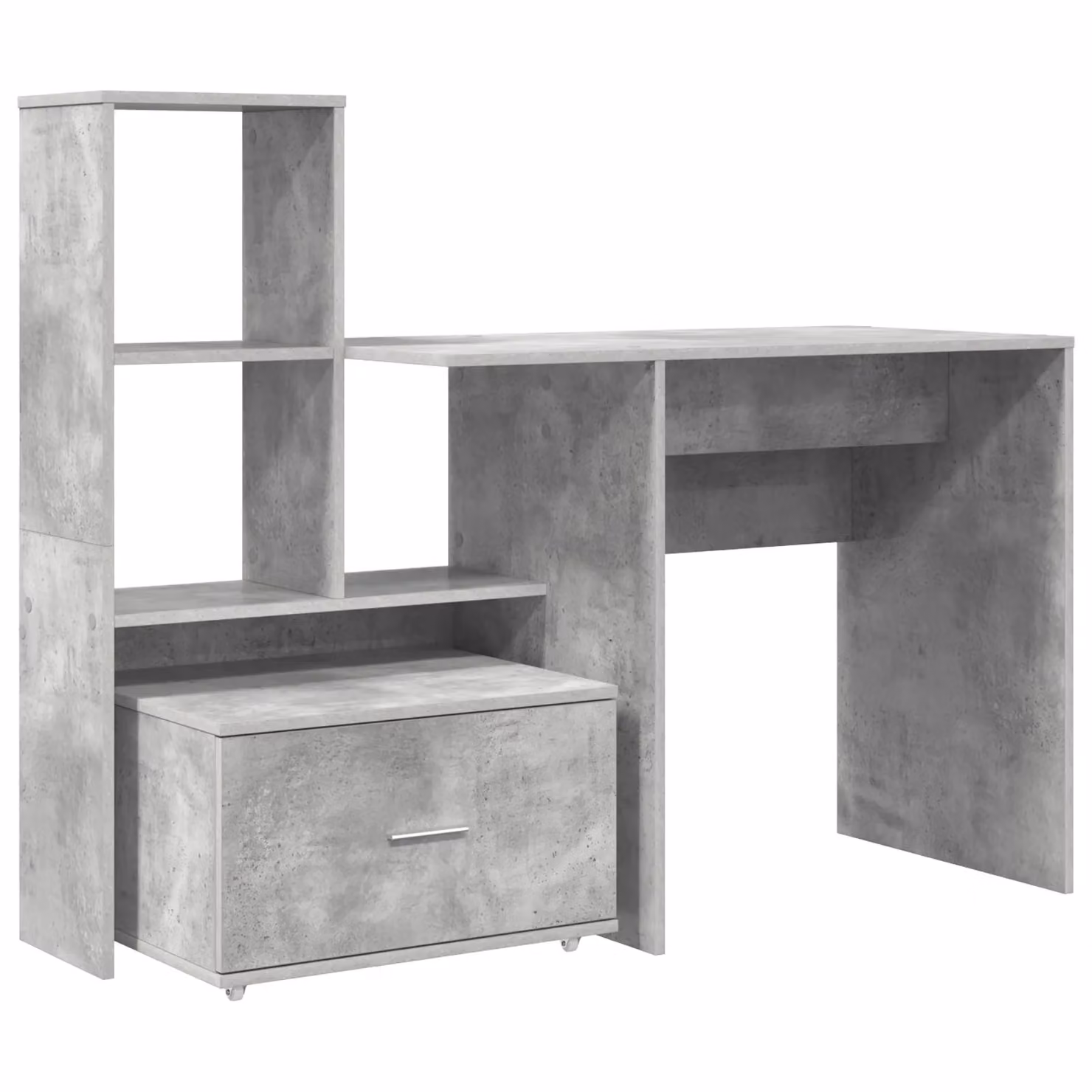Berkfield Home Writing Desk with Drawer and Shelf in Concrete Grey, W/D/H: 131.5 x 50 x 106.5 cm – 2