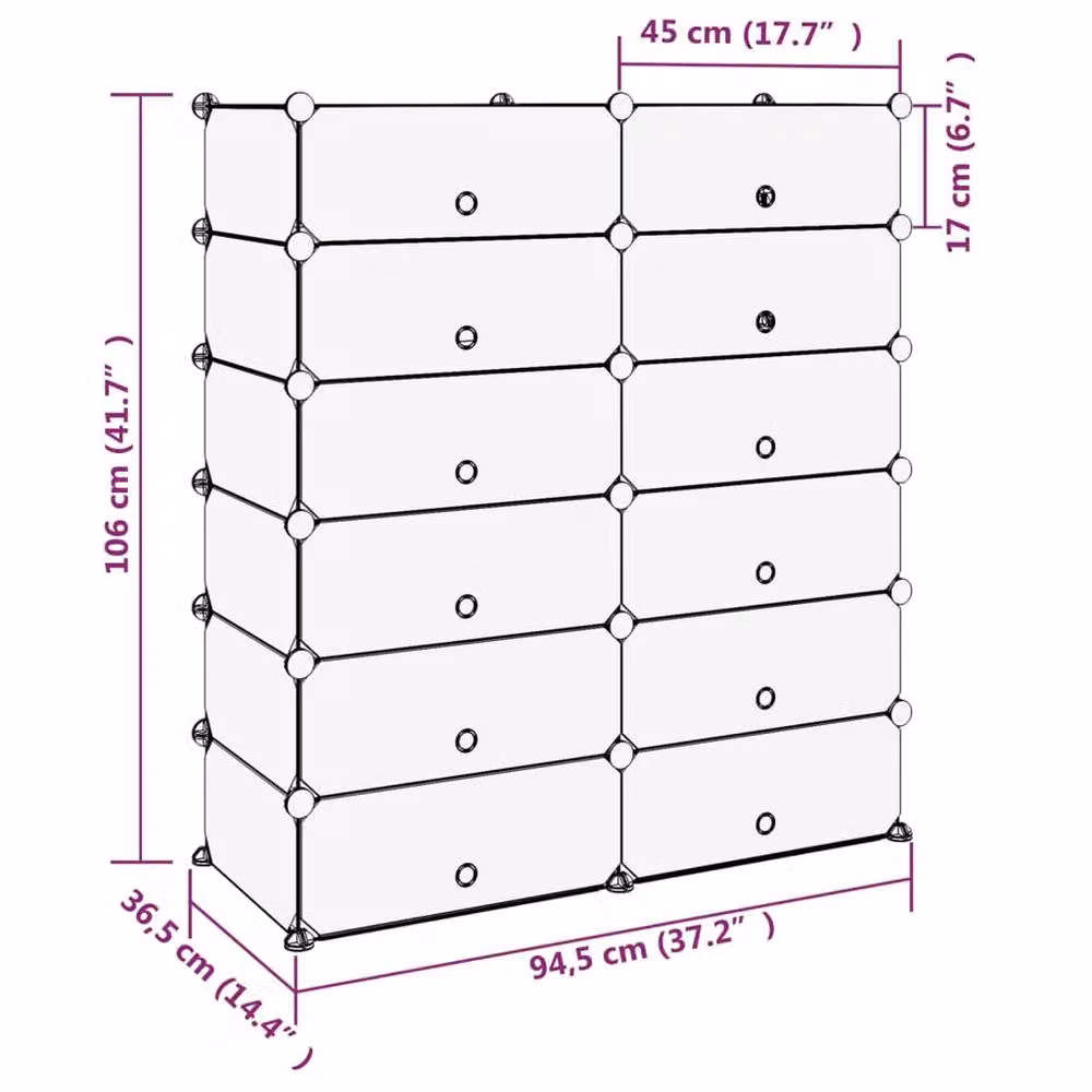 Berkfield Home Black Shoe Rack, H 106 cm x W 94.5 cm x D 36.5 cm – 5