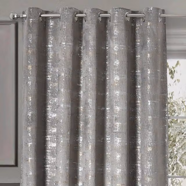 Intimates Warwick Silver Blackout Eyelet Curtains, Width: 168 cm, Drop: 183 cm